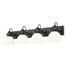 Golden 3118-BA4 BLK-OP - Yep by Golden Lighting Hines 4-light Vanity in Matte Black and Opal Glass